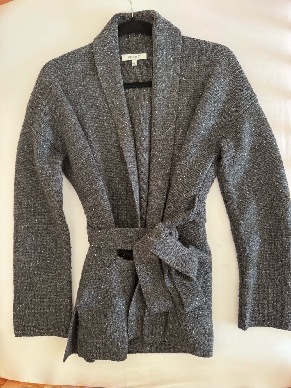 Madewell Charcoal Knit Shawl-Belt Cardigan